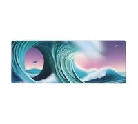 BROLEO Vast Tsunami Printing Extra Large Mouse Pad Strong Adhesion, Durable, Precise Locking Edge 12x31.5in