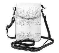 BROLEO Vegetables And Pasta Printing Small Leather Women'S Crossbody Flip Phone Bag, Waterproof And Durable