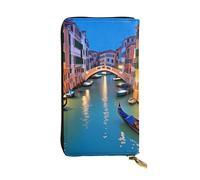 BROLEO Venice Night Picture Leather Long Clutch Wallet for Fashionable Girls and Women - Durable, Stylish, and Functional