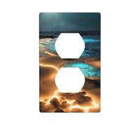 BROLEO View Under The Moon Printing Double Socket Wall Panel Decorative is Durable and Suitable for Socket Light Switch Accessories 4.5x2.76in