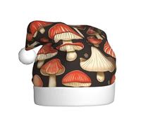 BROLEO Vintage Edible Mushrooms Printed Christmas Hat for Adult quality accessory soft, lightweight, and fluffy