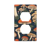 BROLEO Vintage Edible Mushrooms Printing Double Socket Wall Panel Decorative for Residential and Commercial Areas 4.5x2.76in