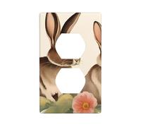 BROLEO Vintage Flower Rabbit Bunny Easter Printing Double Socket Wall Panel Decorative for Residential and Commercial Areas 4.5x2.76in