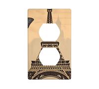 BROLEO Vintage Paris Eiffel Tower Butterfly Printing Double Socket Wall Panel Decorative for Residential and Commercial Areas 4.5x2.76in
