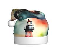 BROLEO Watercolor Lighthouse Fantasy Light Printed Christmas Hat for Adult quality accessory soft, lightweight, and fluffy