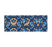 BROLEO Wave And Fish Printing Extra Large Mouse Pad, Computer Office Anti Slip Gaming Keyboard Thickened Version 12x31.5in