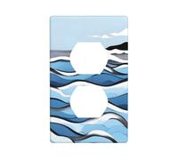 BROLEO Waves Lapping at The Rocks Printing Double Socket Wall Panel Decorative for Residential and Commercial Areas 4.5x2.76in