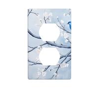 BROLEO Waxing Plum Blossom Printing Double Socket Wall Panel Decorative is Durable and Suitable for Socket Light Switch Accessories 4.5x2.76in