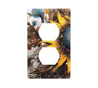BROLEO Weird Sunflower Printing Double Socket Wall Panel Decorative is Durable and Suitable for Socket Light Switch Accessories 4.5x2.76in
