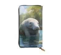 BROLEO West Indian Manatees Picture Leather Long Clutch Wallet for Fashionable Girls and Women - Durable, Stylish, and Functional