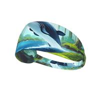 BROLEO Whale Swimming In The Forest printing Sports headband for women sweat proof bandeau summer elastic band
