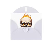 BROLEO White Greeting Card Burning skull Prints Perfect for Valentine's Day, Wedding Anniversary & Party Invitations
