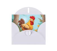 BROLEO White Greeting Card Creative Cartoon Chicken Picture for Christmas, Children's Birthday, Valentine's Day, and Party Invitation