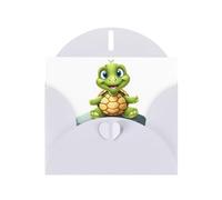 BROLEO White Greeting Card Cute turtle on the stone Prints Perfect for Valentine's Day, Wedding Anniversary & Party Invitations