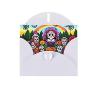 BROLEO White Greeting Card Day of The Dead Picture for Christmas, Children's Birthday, Valentine's Day, and Party Invitation