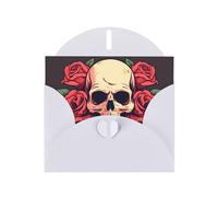 BROLEO White Greeting Card Day Of The Dead Sugar Roses Skull Prints Perfect for Valentine's Day, Wedding Anniversary & Party Invitations