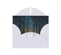 BROLEO White Greeting Card Fireflies in the Forest Prints Perfect for Valentine's Day, Wedding Anniversary & Party Invitations