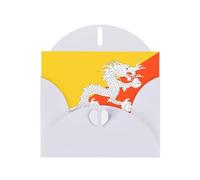 BROLEO White Greeting Card Flag of the Kingdom of Bhutan Picture for Christmas, Children's Birthday, Valentine's Day, and Party Invitation