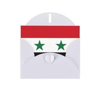 BROLEO White Greeting Card Flag of the Syrian Arab Republic Picture for Christmas, Children's Birthday, Valentine's Day, and Party Invitation