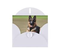 BROLEO White Greeting Card German Shepherd Dog Prints Perfect for Valentine's Day, Wedding Anniversary & Party Invitations