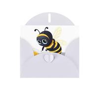 BROLEO White Greeting Card Little bee reading a book Prints Perfect for Valentine's Day, Wedding Anniversary & Party Invitations