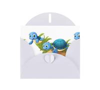 BROLEO White Greeting Card Little blue turtle in the ocean Prints Perfect for Valentine's Day, Wedding Anniversary & Party Invitations