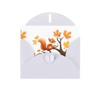 BROLEO White Greeting Card Little squirrel on the maple tree Prints Perfect for Valentine's Day, Wedding Anniversary & Party Invitations