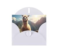BROLEO White Greeting Card Llama Prints Perfect for Valentine's Day, Wedding Anniversary & Party Invitations