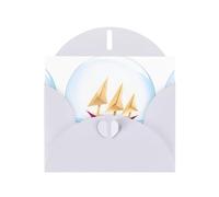 BROLEO White Greeting Card Origami boat in the crystal ball Prints Perfect for Valentine's Day, Wedding Anniversary & Party Invitations