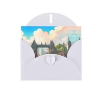 BROLEO White Greeting Card Outside the Castle Gate Prints Perfect for Valentine's Day, Wedding Anniversary & Party Invitations