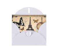 BROLEO White Greeting Card Paris Eiffel Tower Butterfly Prints Perfect for Valentine's Day, Wedding Anniversary & Party Invitations