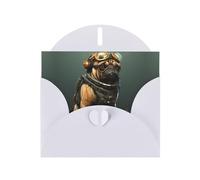 BROLEO White Greeting Card Pug dog Picture for Christmas, Children's Birthday, Valentine's Day, and Party Invitation