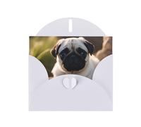 BROLEO White Greeting Card puppys pug Prints Perfect for Valentine's Day, Wedding Anniversary & Party Invitations
