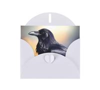 BROLEO White Greeting Card Ravens Picture for Christmas, Children's Birthday, Valentine's Day, and Party Invitation