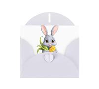 BROLEO White Greeting Card The grey rabbit with a full harvest Prints Perfect for Valentine's Day, Wedding Anniversary & Party Invitations