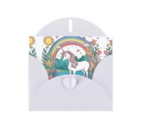 BROLEO White Greeting Card Unicorns by the river Prints Perfect for Valentine's Day, Wedding Anniversary & Party Invitations