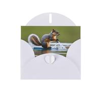 BROLEO White Greeting Card Water Skiing fox Squirrel Prints Perfect for Valentine's Day, Wedding Anniversary & Party Invitations