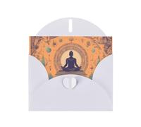 BROLEO White Greeting Card Yoga Meditation Prints Perfect for Valentine's Day, Wedding Anniversary & Party Invitations