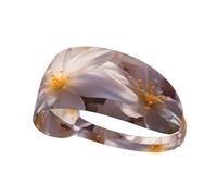BROLEO White Jasmine Flower Printing Sports Headband for Women Sweat Proof Bandeau Summer Elastic Band