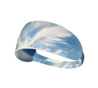 BROLEO White Landscape Light Shadow Printing Sports Headband for Women Sweat Proof Bandeau Summer Elastic Band