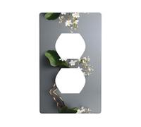 BROLEO White Natural Greenery Twig Printing Double Socket Wall Panel Decorative for Residential and Commercial Areas 4.5x2.76in
