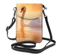 BROLEO White Swan On Lake Printing Small Leather Women'S Crossbody Flip Phone Bag, Waterproof And Durable