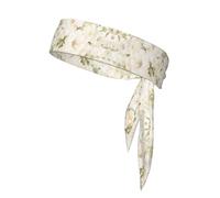 BROLEO white watercolor floral rose printing Sports headscarf, sweat absorbing and breathable, motion headband, double-sided kerchief