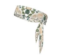 BROLEO White Watercolor Floral Rose printing Sports headscarf, sweat absorbing and breathable, motion headband, double-sided kerchief