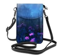 BROLEO Wildflowers In The Night Field Printing Small Leather Women'S Crossbody Flip Phone Bag, Waterproof And Durable