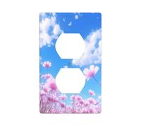 BROLEO Wildflowers Under Blue Sky Printing Double Socket Wall Panel Decorative is Durable and Suitable for Socket Light Switch Accessories 4.5x2.76in