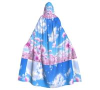 BROLEO Wildflowers Under Blue Sky Printing Halloween Adult Hooded Cape Men'S And Women'S Clothing Mantle Role-Playing