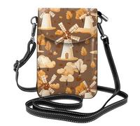 BROLEO Windmill At Dusk Printing Small Leather Women'S Crossbody Flip Phone Bag, Waterproof And Durable