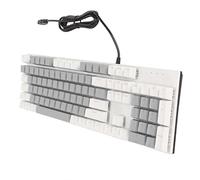 BROLEO Wired Computer Keyboard, Mechanical Gaming Keyboard ABS Material 104 Key Blue Switch 28 Backlight Modes for PC (White and Grey)