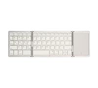 BROLEO Wireless Keyboard, Good Stability, Easy Operation, High Compatibility, Space Saving, 3-Fold Keyboard for Tablet, Laptop, Smartphone (Silver White)